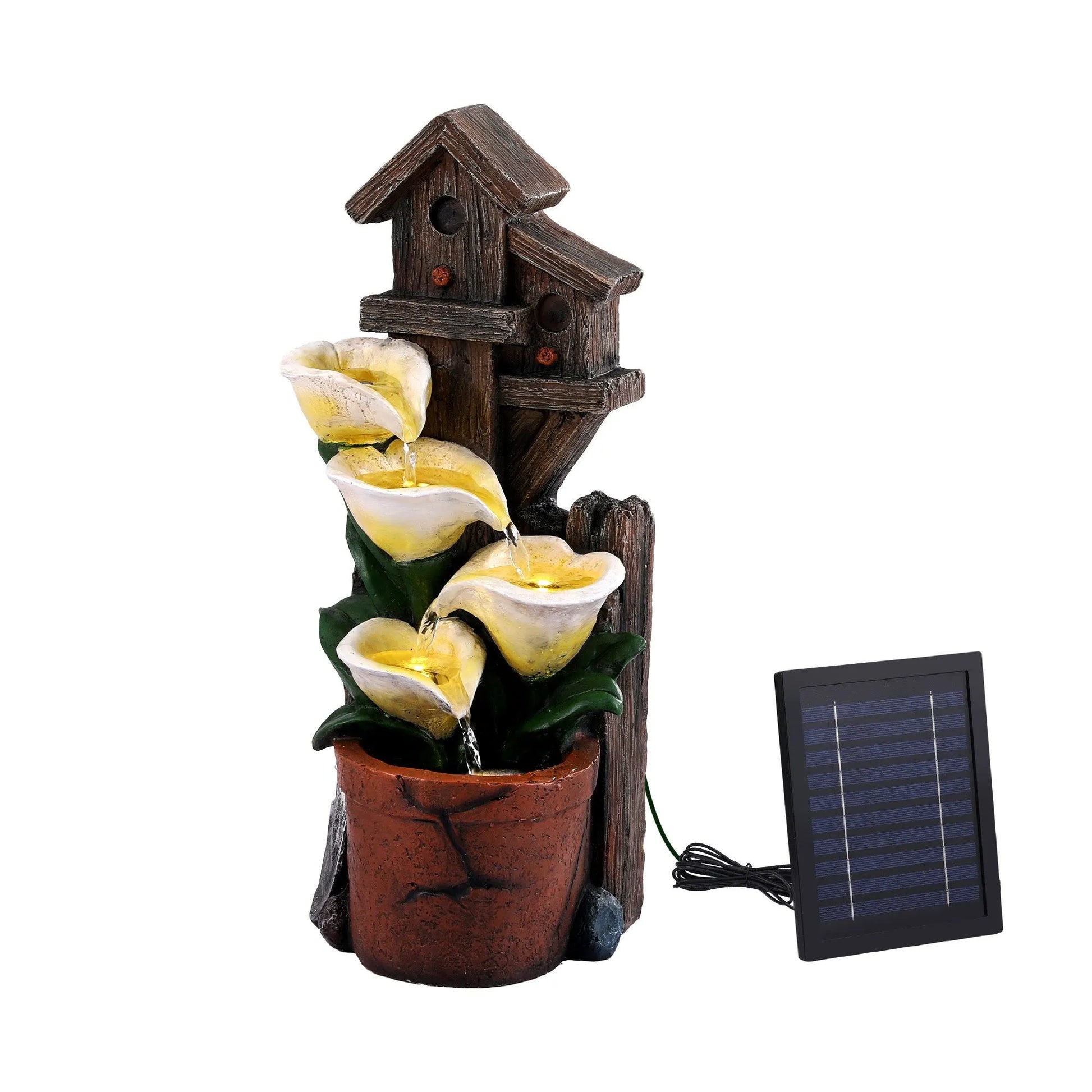 Gardeon Solar Fountains Water Features 4-Tier Cascading Flower Bowls 55cm - Image 9