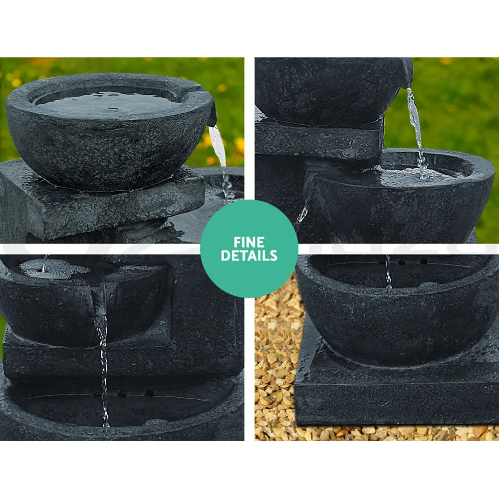 Gardeon Solar Water Feature Cascading Fountain 4-Tier Bowl LED Lights 72CM Blue - Image 5