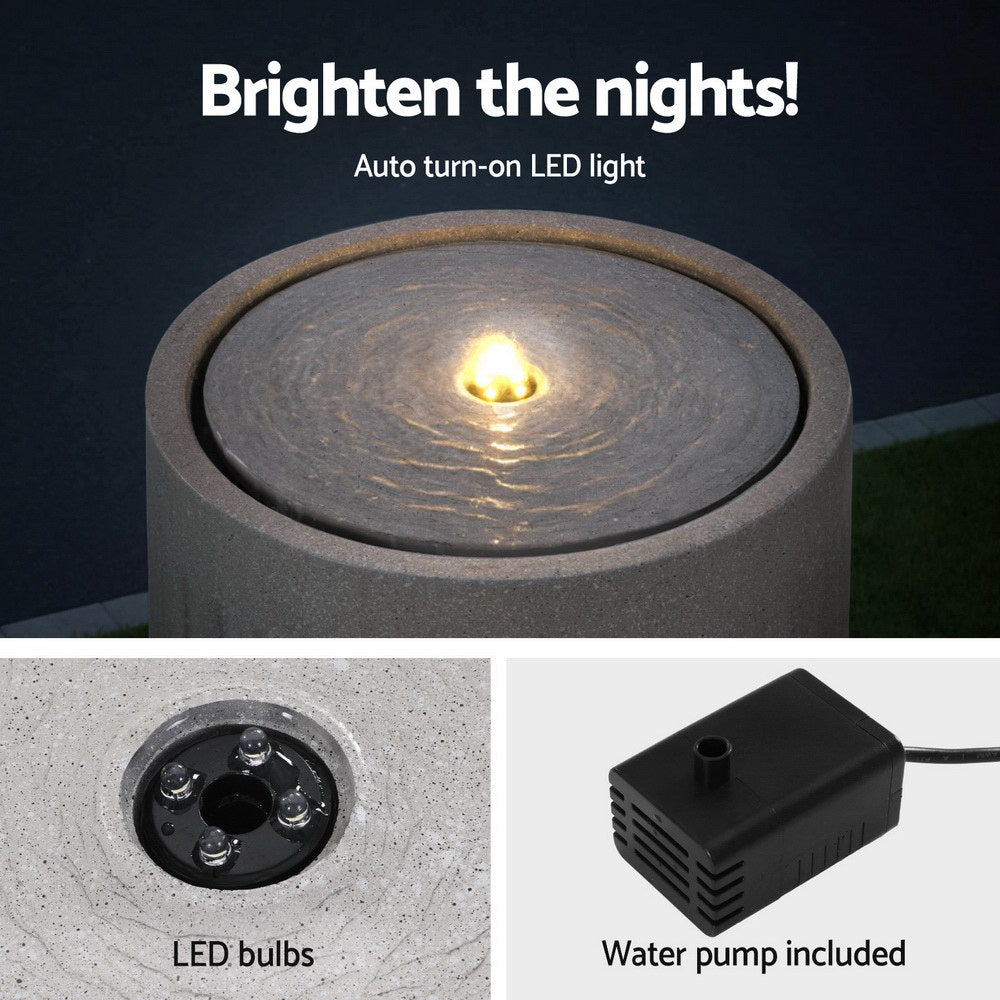Gardeon Solar Fountain Water Feature Outdoor Fountain LED Lights Beige - Image 5