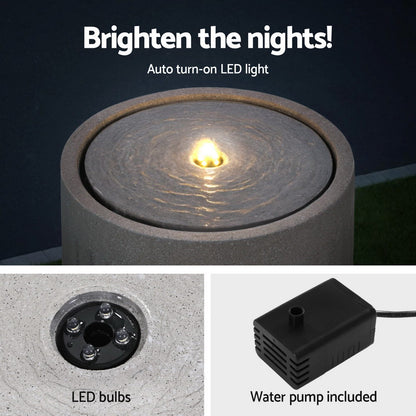 Gardeon Solar Fountain Water Feature Outdoor Fountain LED Lights Beige - Image 5