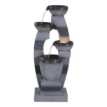 Gardeon Solar Fountain Water Feature Outdoor Fountain Indoor 4-Tier Bowl Cascading Grey - Image 3