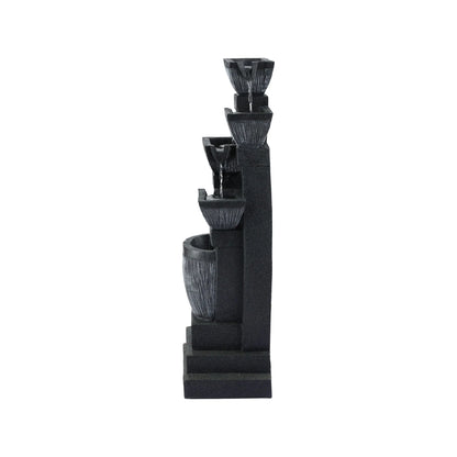 Gardeon Solar Fountain Water Feature Outdoor Fountain Indoor 5-Tier Bowl Cascading Grey  - Image 3
