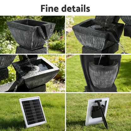 Gardeon Solar Fountain Water Feature Outdoor Fountain Indoor 5-Tier Bowl Cascading Grey  - Image 6