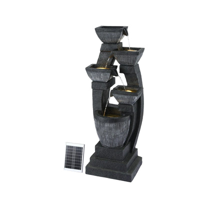 Gardeon Solar Fountain Water Feature Outdoor Fountain Indoor 5-Tier Bowl Cascading Grey  - Image 7