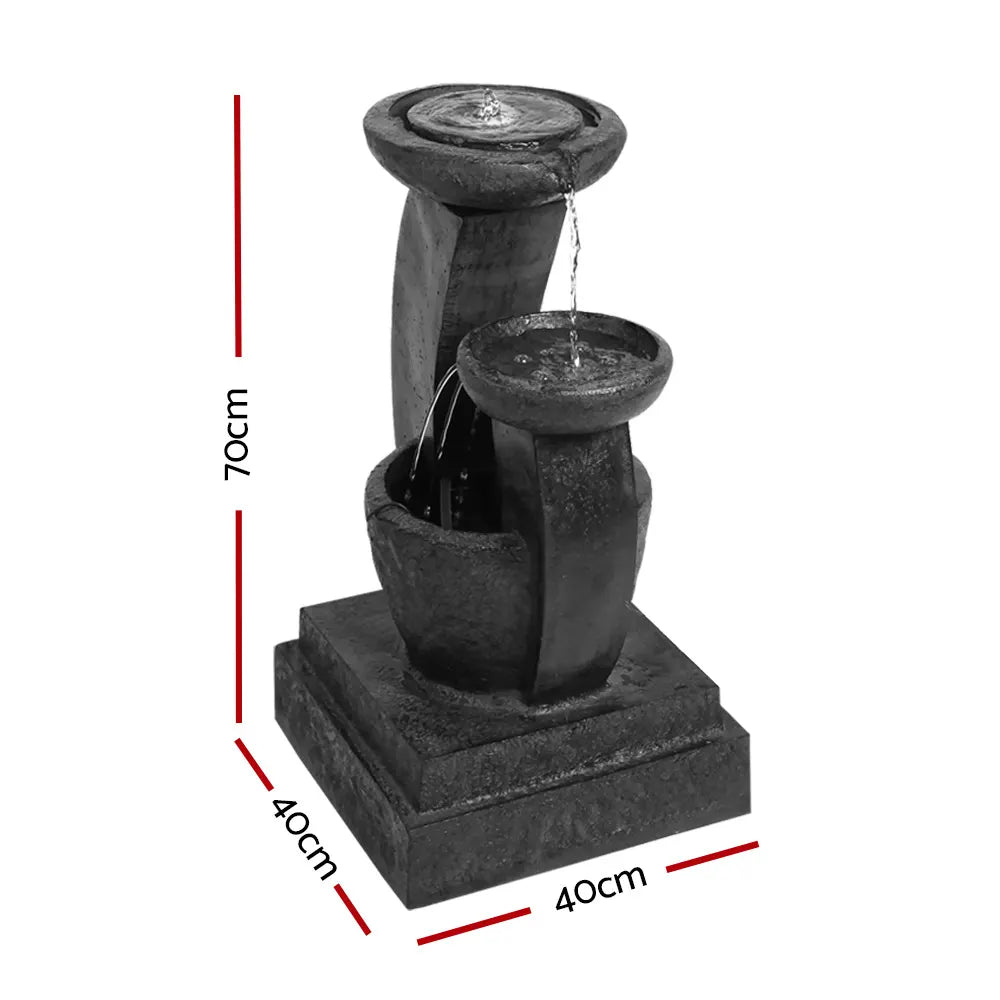 Gardeon Solar Water Feature Cascading Fountain 3-Tier Mushroom LED Light 70CM - Image 2