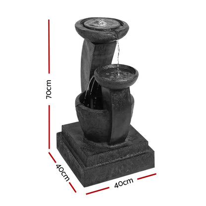 Gardeon Solar Water Feature Cascading Fountain 3-Tier Mushroom LED Light 70CM - Image 2