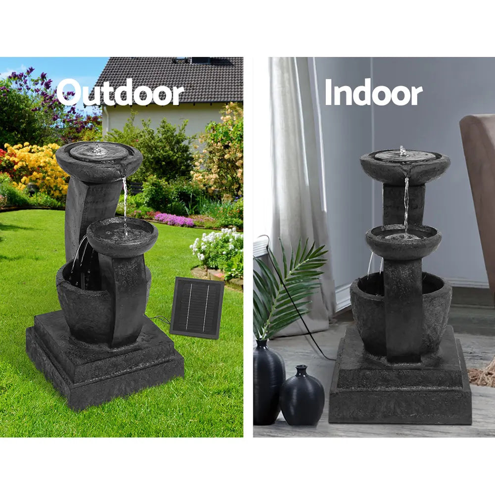 Gardeon Solar Water Feature Cascading Fountain 3-Tier Mushroom LED Light 70CM - Image 5