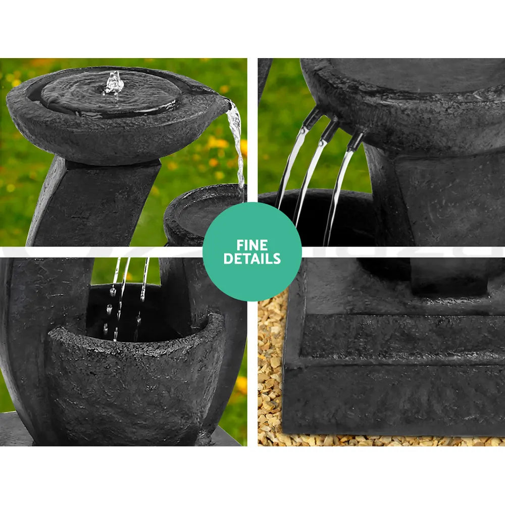 Gardeon Solar Water Feature Cascading Fountain 3-Tier Mushroom LED Light 70CM - Image 6