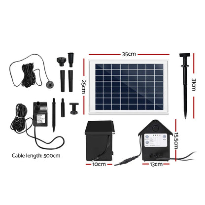 Gardeon Solar Pond Pump Submersible Water Fountain with Battery Kit LED Lights 6.6FT - Image 2
