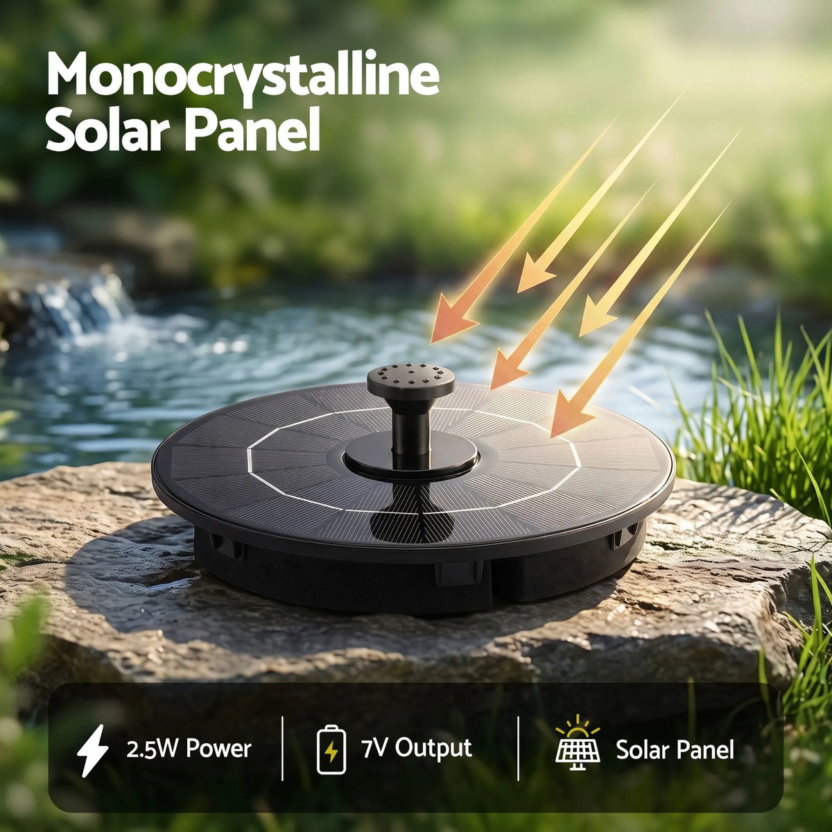 Gardeon Solar Fountain Pump Bird Bath Water Feature 17cm 165L/h Flow Black - Image 4