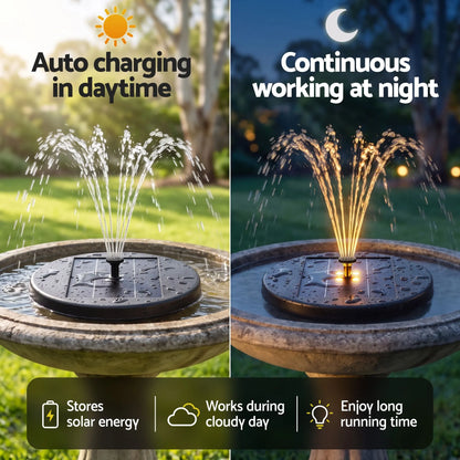 Gardeon Solar Fountain Pumps Bird Bath Battery Backup LED Remote Black 27cm - Image 4