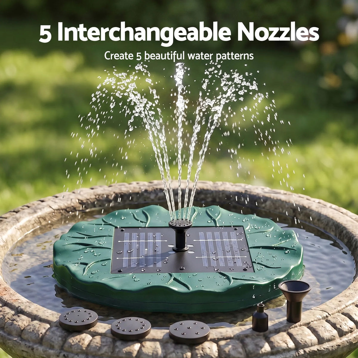 Gardeon Solar Fountain Pumps Bird Bath Floating Lotus Desig Water Feature 31cm - Image 5