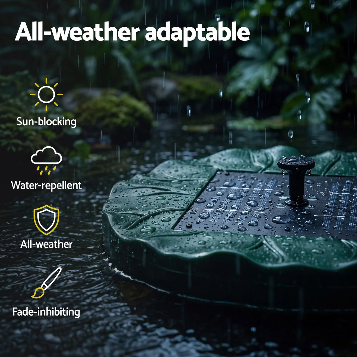 Gardeon Solar Fountain Pumps Bird Bath Floating Lotus Desig Water Feature 31cm - Image 6