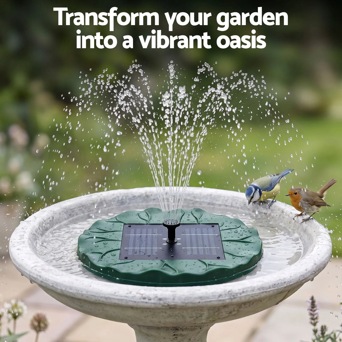 Gardeon Solar Fountain Pumps Bird Bath Floating Lotus Desig Water Feature 31cm - Image 7