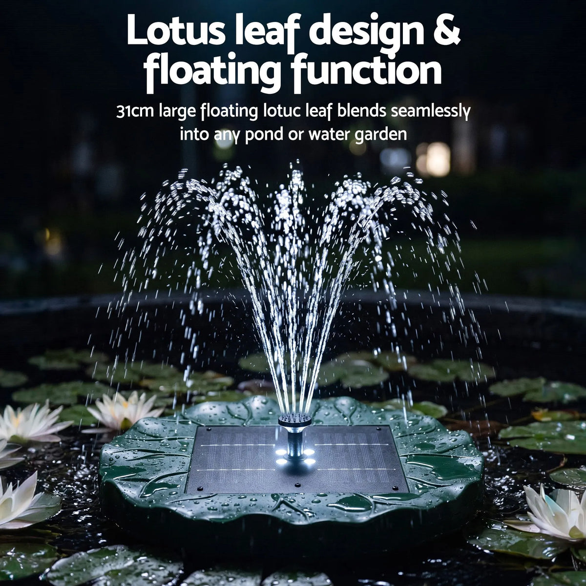 Gardeon Solar Fountain Pumps Bird Bath Floating Lotus Desig Water Feature 31cm - Image 9