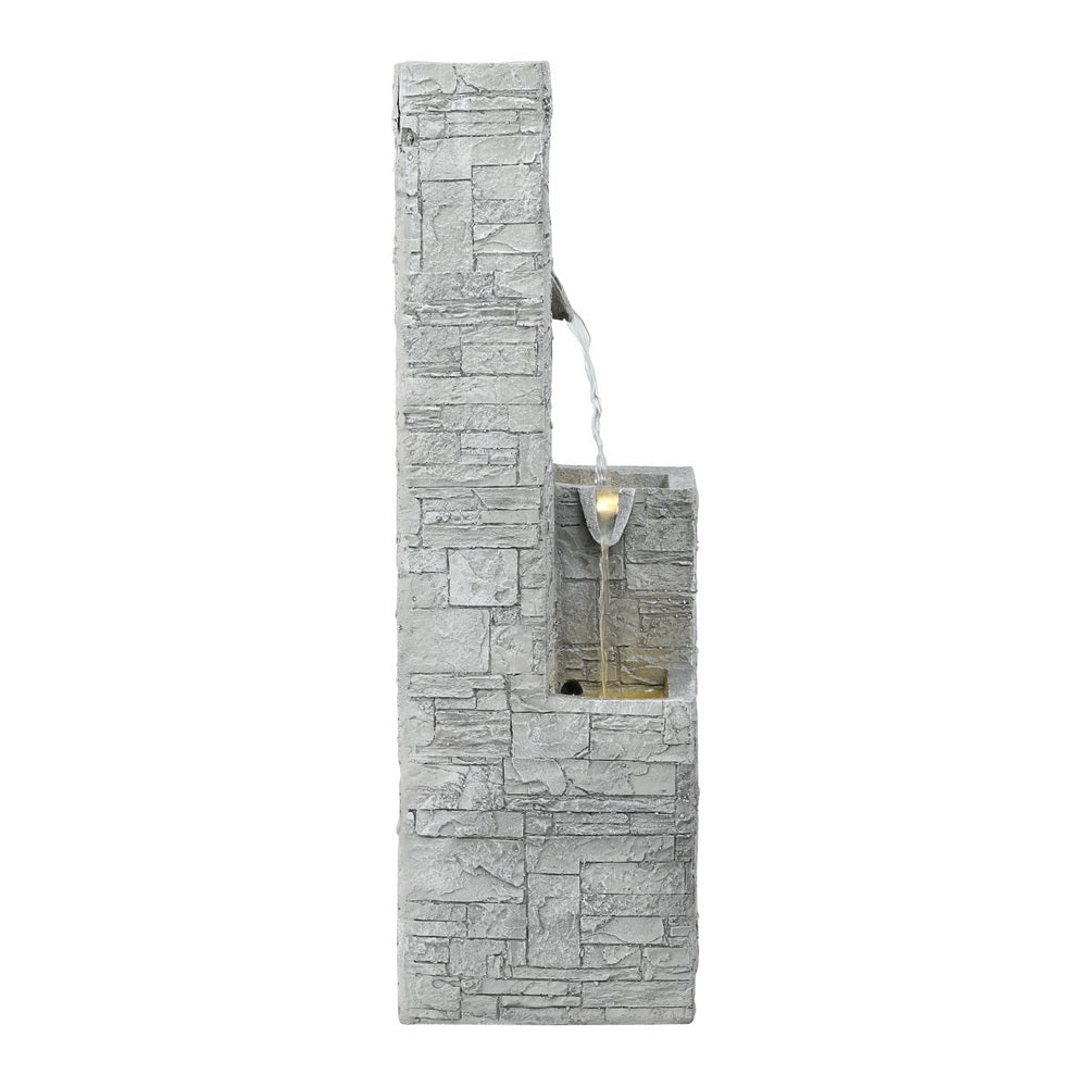 Gardeon Solar Fountain Water Feature Outdoor Indoor 4-Tier Square Cascading Beige - Image 4