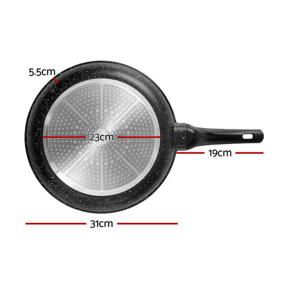 5-Star Chef Non Stick Frying Pan Cast Aluminium Steak Skillet BBQ Cookware 30cm - Image 2