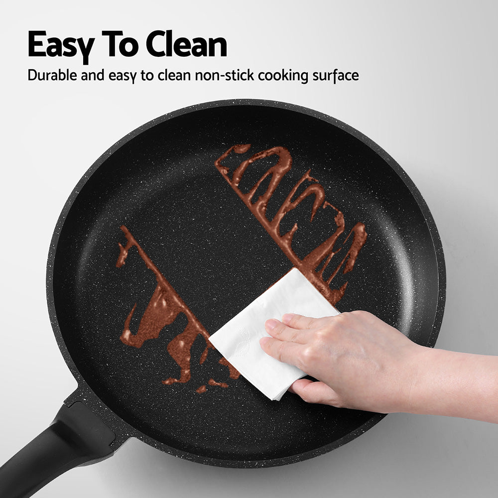 5-Star Chef Non Stick Frying Pan Cast Aluminium Steak Skillet BBQ Cookware 30cm - Image 5