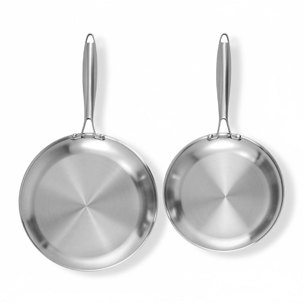 5-star Chef Frying Pan Stainless Steel Uncoated Twin Frypan Set 25/30cm Silver - Image 3