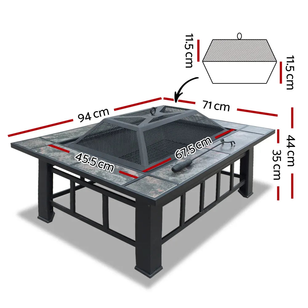 Grillz Fire Pit BBQ Grill Ice Bucket 3-In-1 Table - Image 2