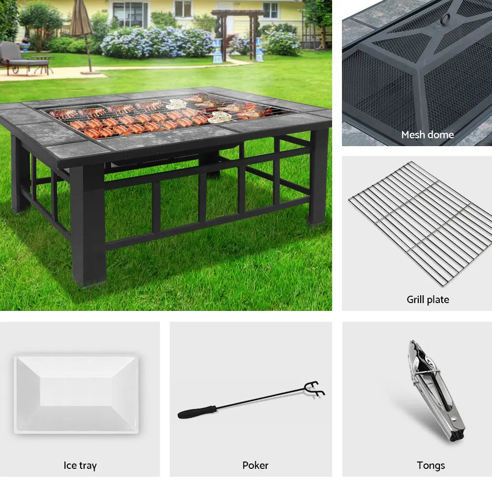 Grillz Fire Pit BBQ Grill Ice Bucket 3-In-1 Table - Image 3