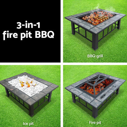 Grillz Fire Pit BBQ Grill Ice Bucket 3-In-1 Table - Image 4