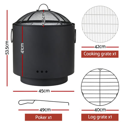 Grillz Fire Pit BBQ Portable Deep Bowl Outdoor Fireplace - Image 2
