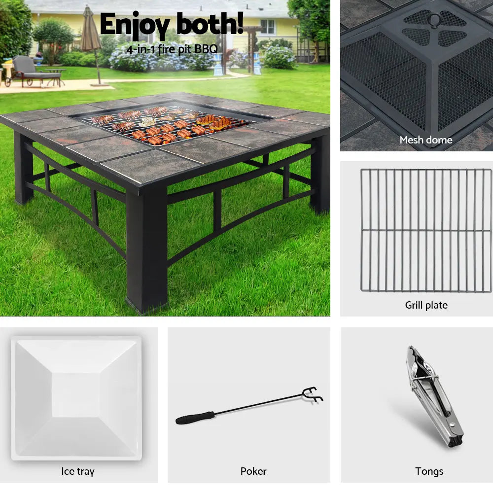 Grillz Fire Pit BBQ Grill Ice Bucket 4-In-1 Table - Image 3