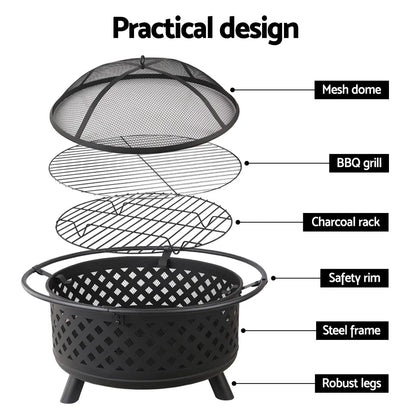Grillz Fire Pit BBQ Grill 76cm - Image 6