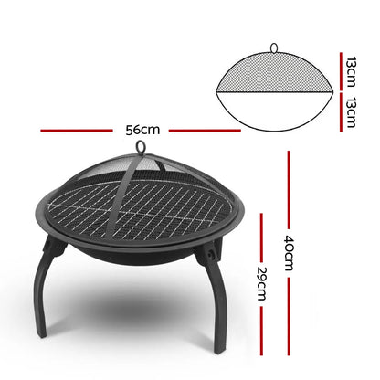 Fire Pit BBQ Charcoal Smoker Portable Outdoor Camping Pits Patio Fireplace 22" - Image 2
