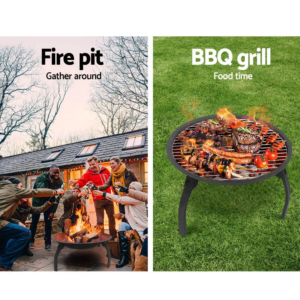 Fire Pit BBQ Charcoal Smoker Portable Outdoor Camping Pits Patio Fireplace 22" - Image 4