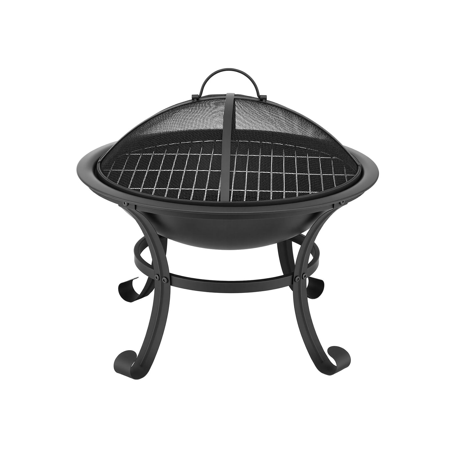 Grillz Fire Pit with Mesh Lid and Fire Picker BBQ Grill Wood Burning Outdoor Camping - Image 3