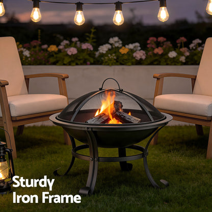 Grillz Fire Pit with Mesh Lid and Fire Picker BBQ Grill Wood Burning Outdoor Camping - Image 6