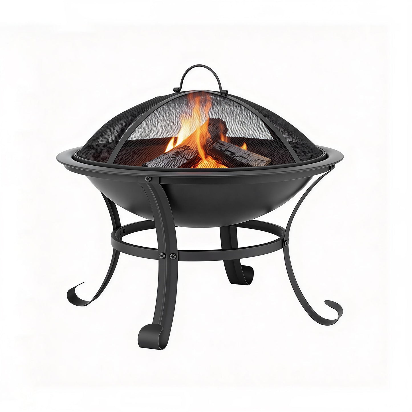 Grillz Fire Pit with Mesh Lid and Fire Picker BBQ Grill Wood Burning Outdoor Camping - Image 7
