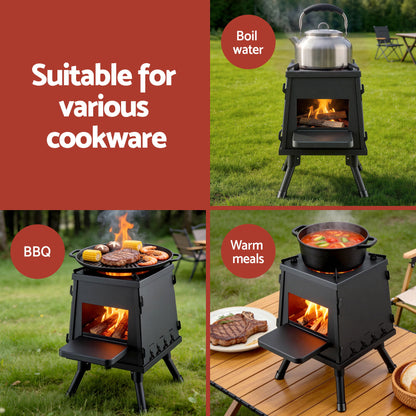Grillz Fire Pit BBQ Portable Outdoor Fireplace Metal Camping Stove for Boiling Water, BBQ, Picnics - Image 5