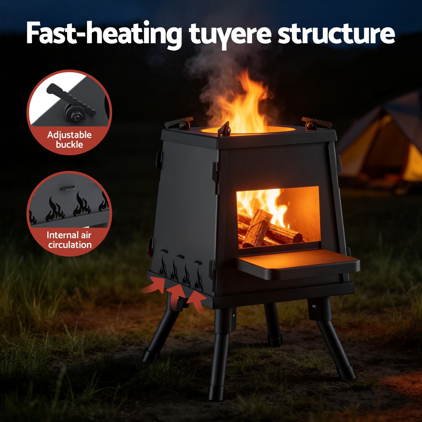 Grillz Fire Pit BBQ Portable Outdoor Fireplace Metal Camping Stove for Boiling Water, BBQ, Picnics - Image 6