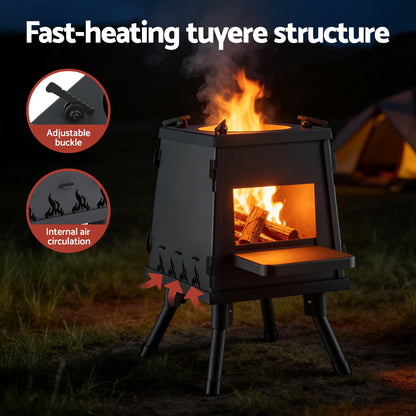 Grillz Fire Pit BBQ Portable Outdoor Fireplace Metal Camping Stove for Boiling Water, BBQ, Picnics - Image 6