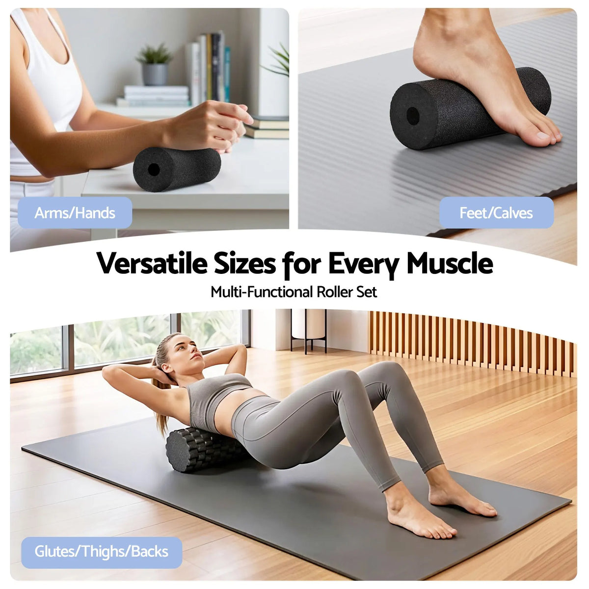 Everfit Foam Roller Set 4 in 1 Grid High Density Massager for Deep Tissue Trigger Point Myofascial Release Back Pain Muscle Recovery Gym Home Fitness Equipment with Storage Bag Supports 150kg - Image 5