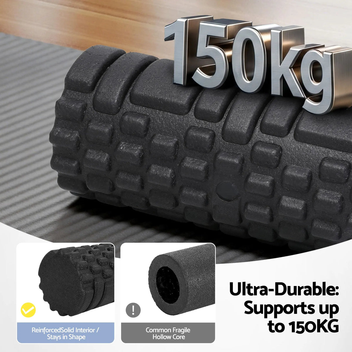 Everfit Foam Roller Set 4 in 1 Grid High Density Massager for Deep Tissue Trigger Point Myofascial Release Back Pain Muscle Recovery Gym Home Fitness Equipment with Storage Bag Supports 150kg - Image 7
