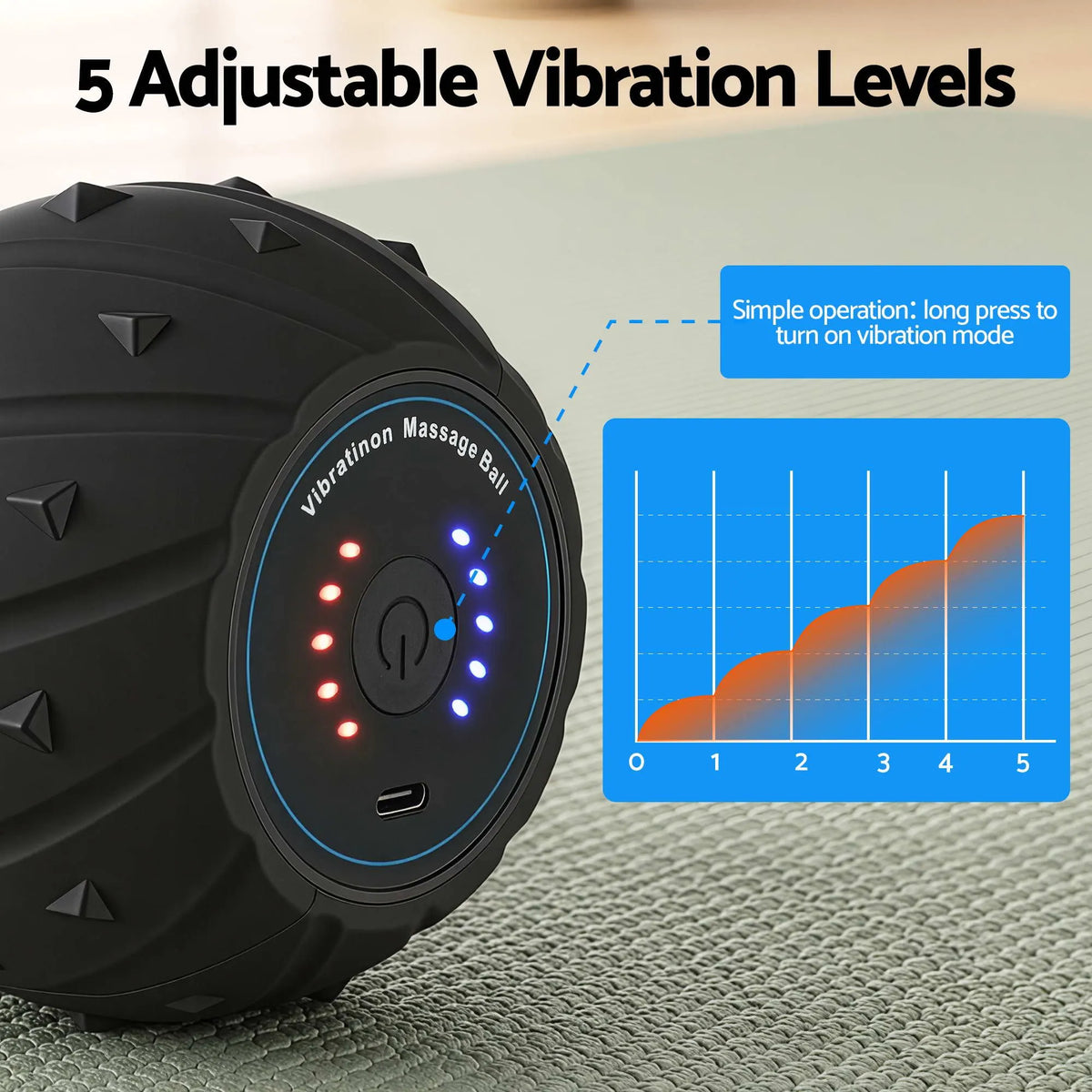 Everfit Electric Vibrating Peanut Massage Ball 5 Adjustable Levels High Power 3000RPM Motor 4D Floating Point Deep Tissue Trigger Point Muscle Relaxation Yoga Home Gym Type-C Rechargeable Support 80kg - Image 4