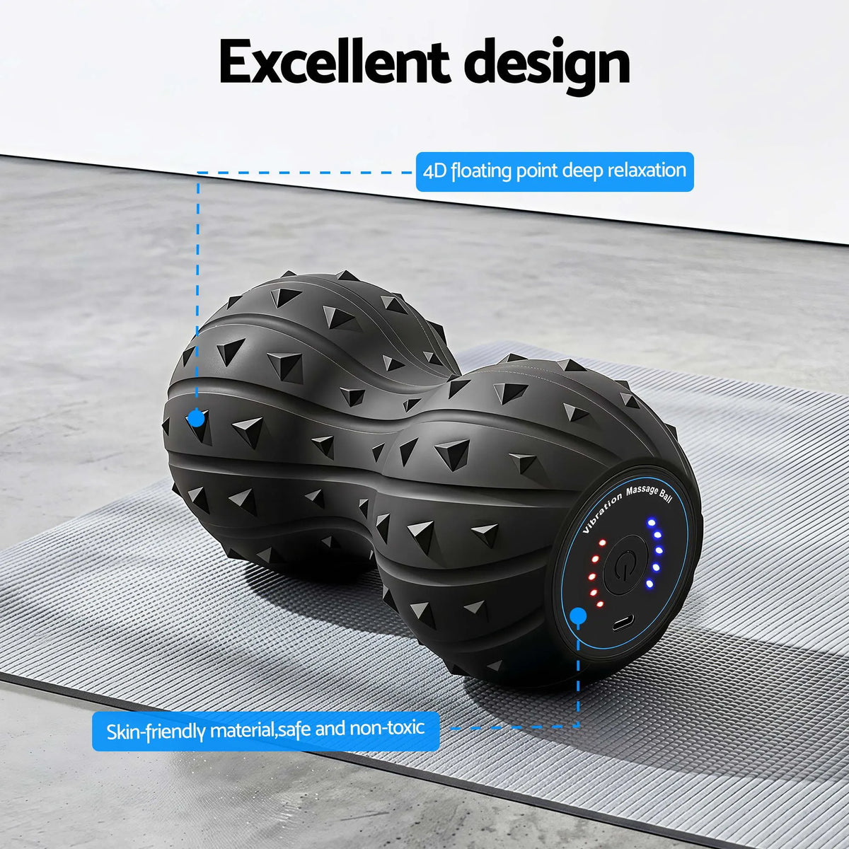 Everfit Electric Vibrating Peanut Massage Ball 5 Adjustable Levels High Power 3000RPM Motor 4D Floating Point Deep Tissue Trigger Point Muscle Relaxation Yoga Home Gym Type-C Rechargeable Support 80kg - Image 6