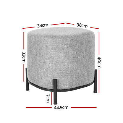 Artiss Ottoman Foot Stool Square Linen Grey - Image 2