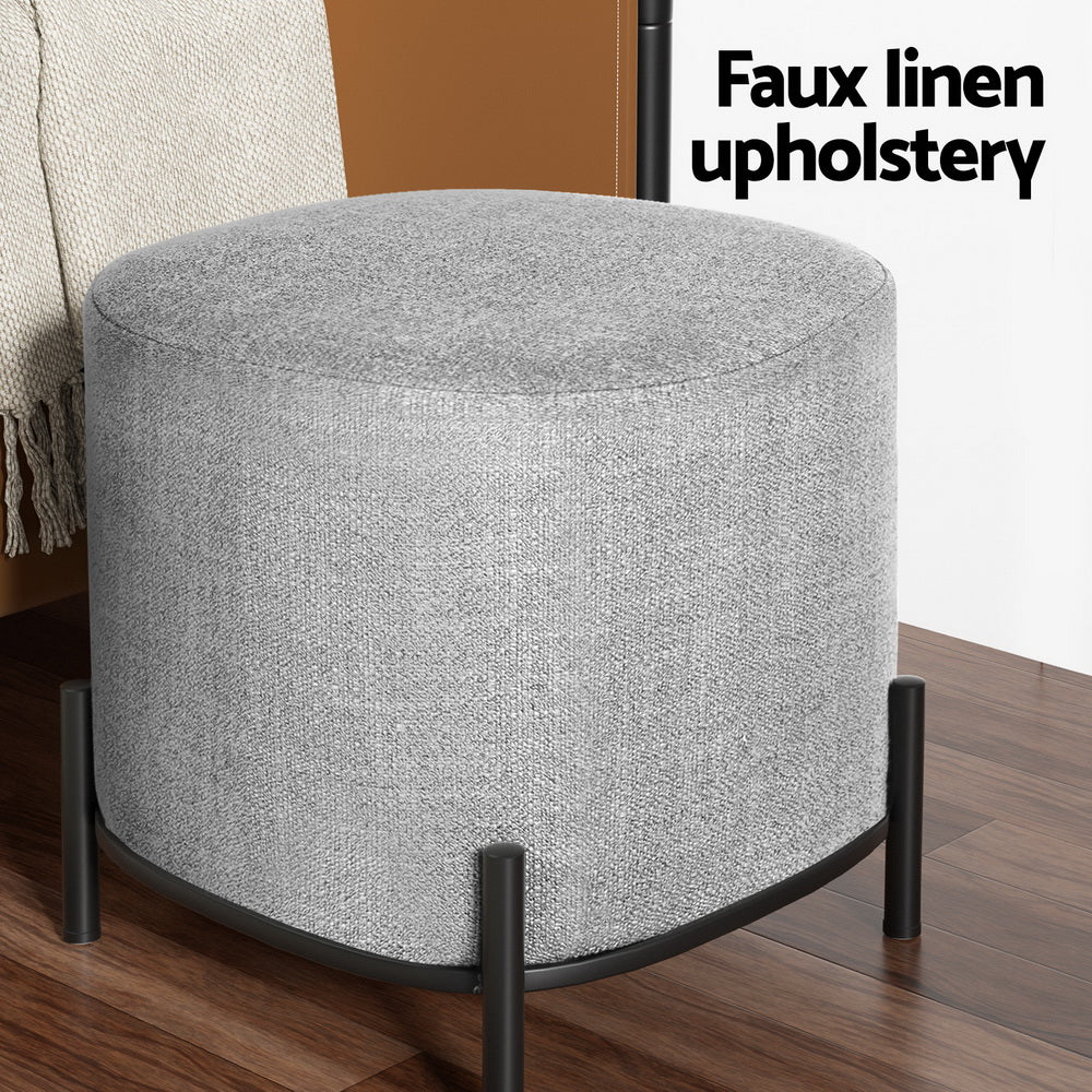 Artiss Ottoman Foot Stool Square Linen Grey - Image 6