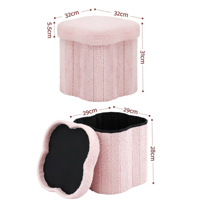 Artiss Storage Ottoman Foot Stool Foldable Pink - Image 2
