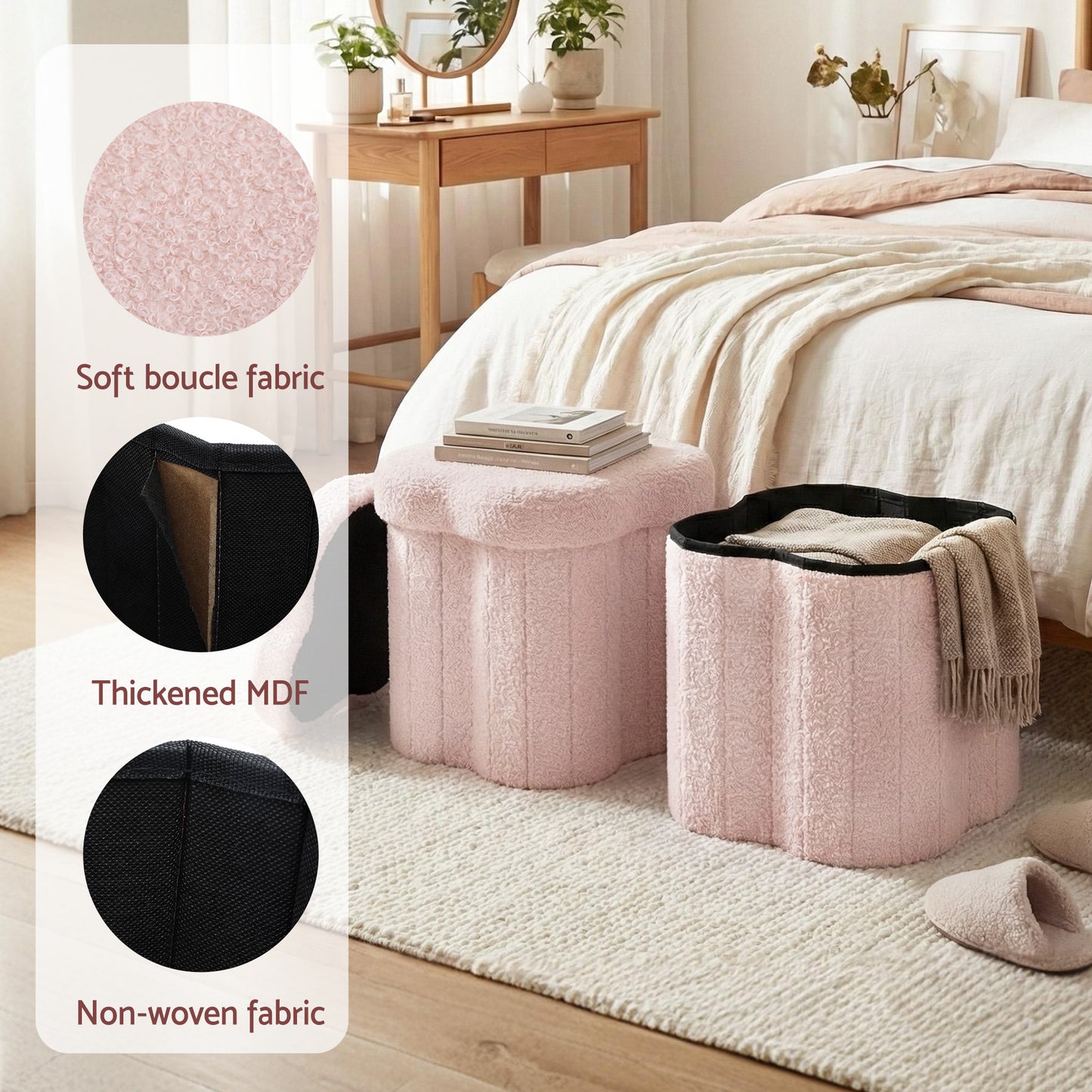Artiss Storage Ottoman Foot Stool Foldable Pink - Image 6