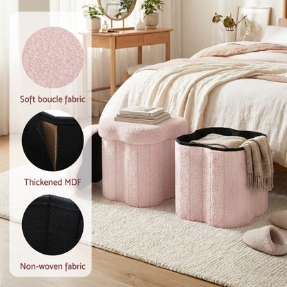 Artiss Storage Ottoman Foot Stool Foldable Pink - Image 6