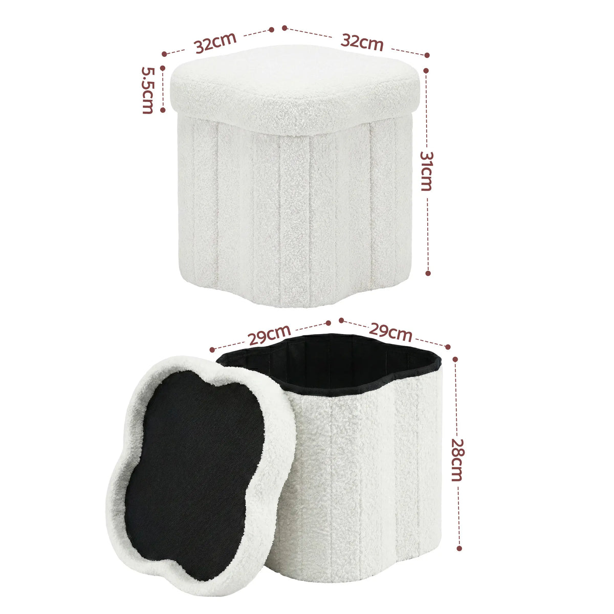Artiss Storage Ottoman Foot Stool Foldable White - Image 2