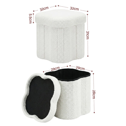 Artiss Storage Ottoman Foot Stool Foldable White - Image 2