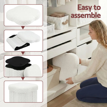 Artiss Storage Ottoman Foot Stool Foldable White - Image 4