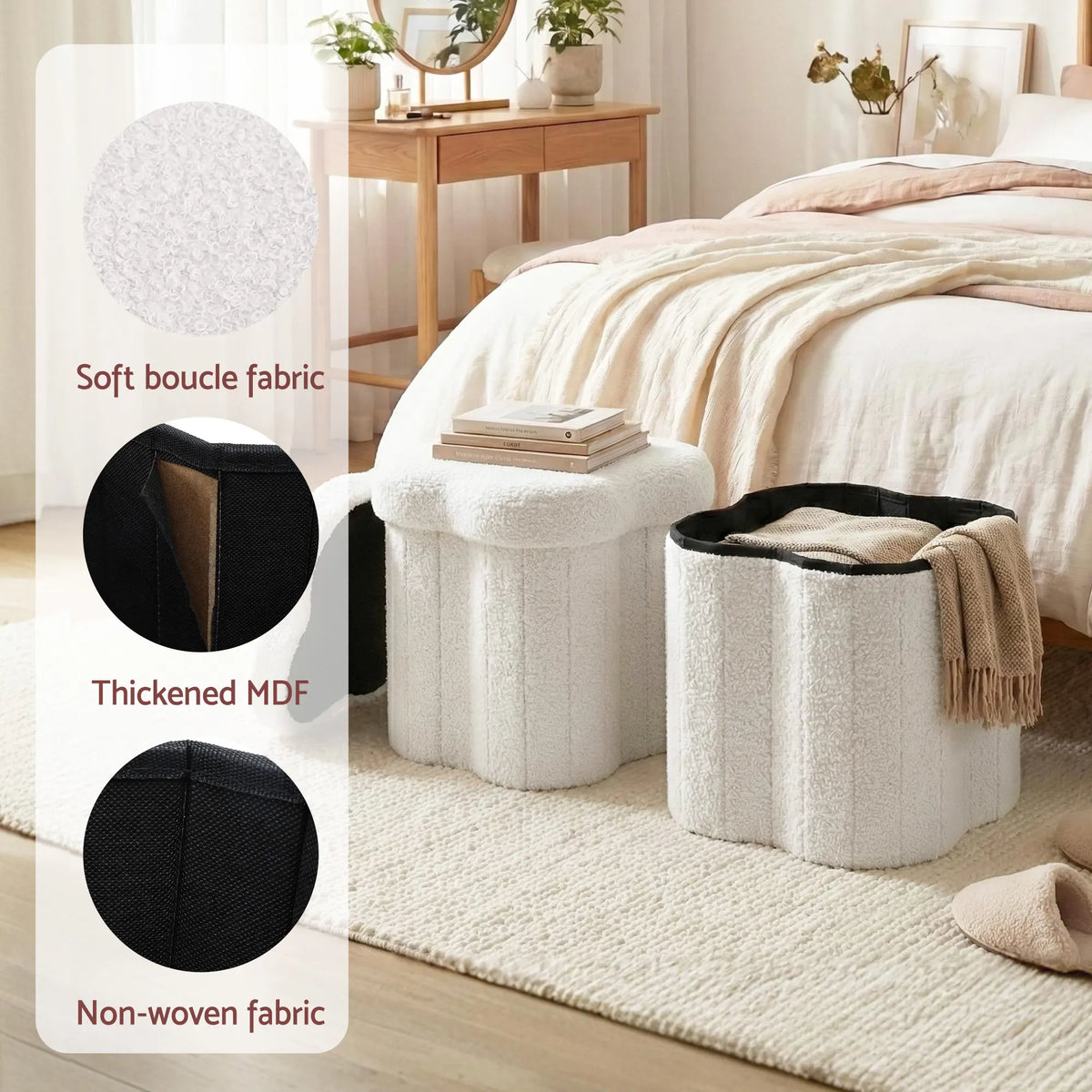 Artiss Storage Ottoman Foot Stool Foldable White - Image 6